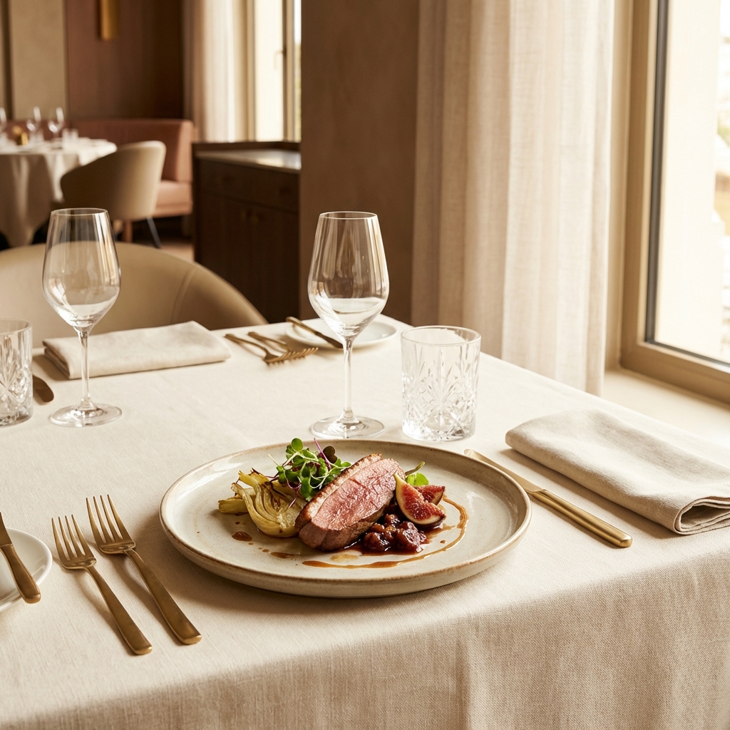 Mesa elegante do restaurante SAVEUR